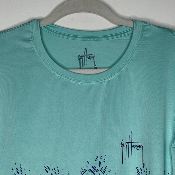 Guy Harvey Performance Long Sleeve Shirt Women's Medium Sea Turtle Floral UV SPF - Picture 3 of 7